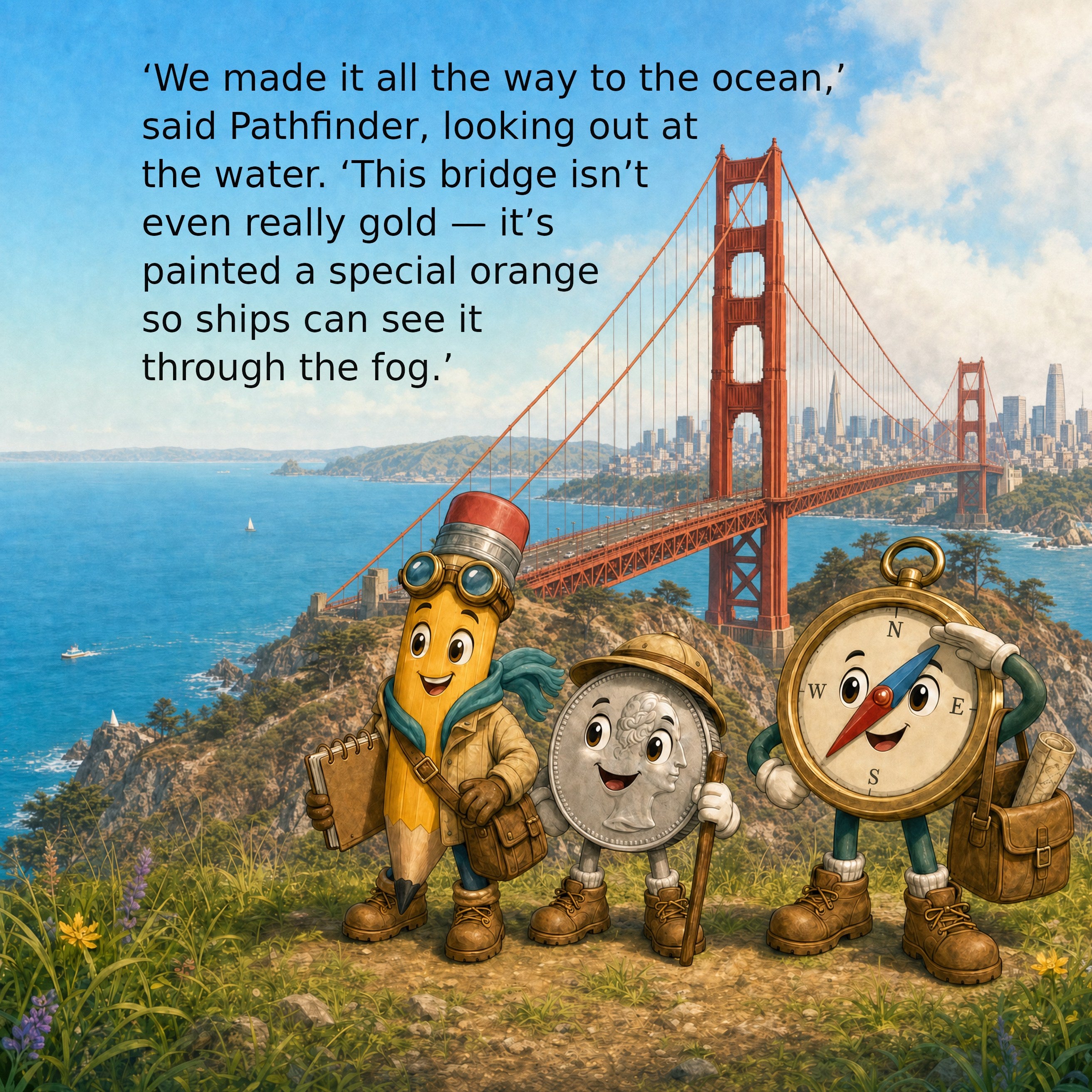 Liberty Clue Quest interior page — Golden Gate Bridge in San Francisco