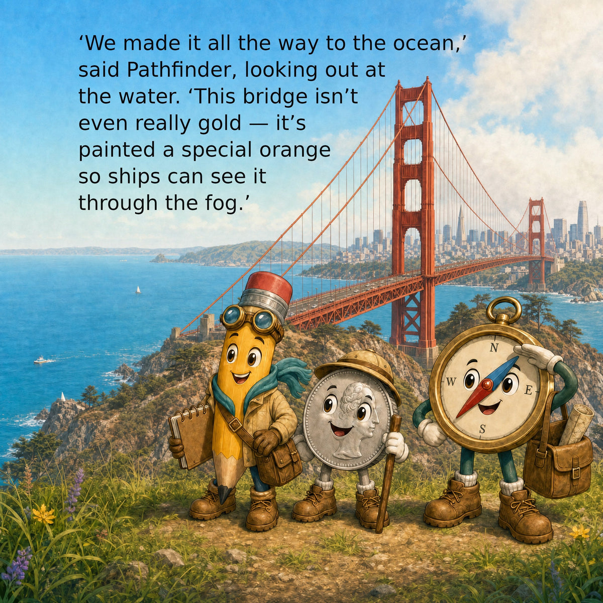 Liberty Clue Quest interior page — Golden Gate Bridge in San Francisco