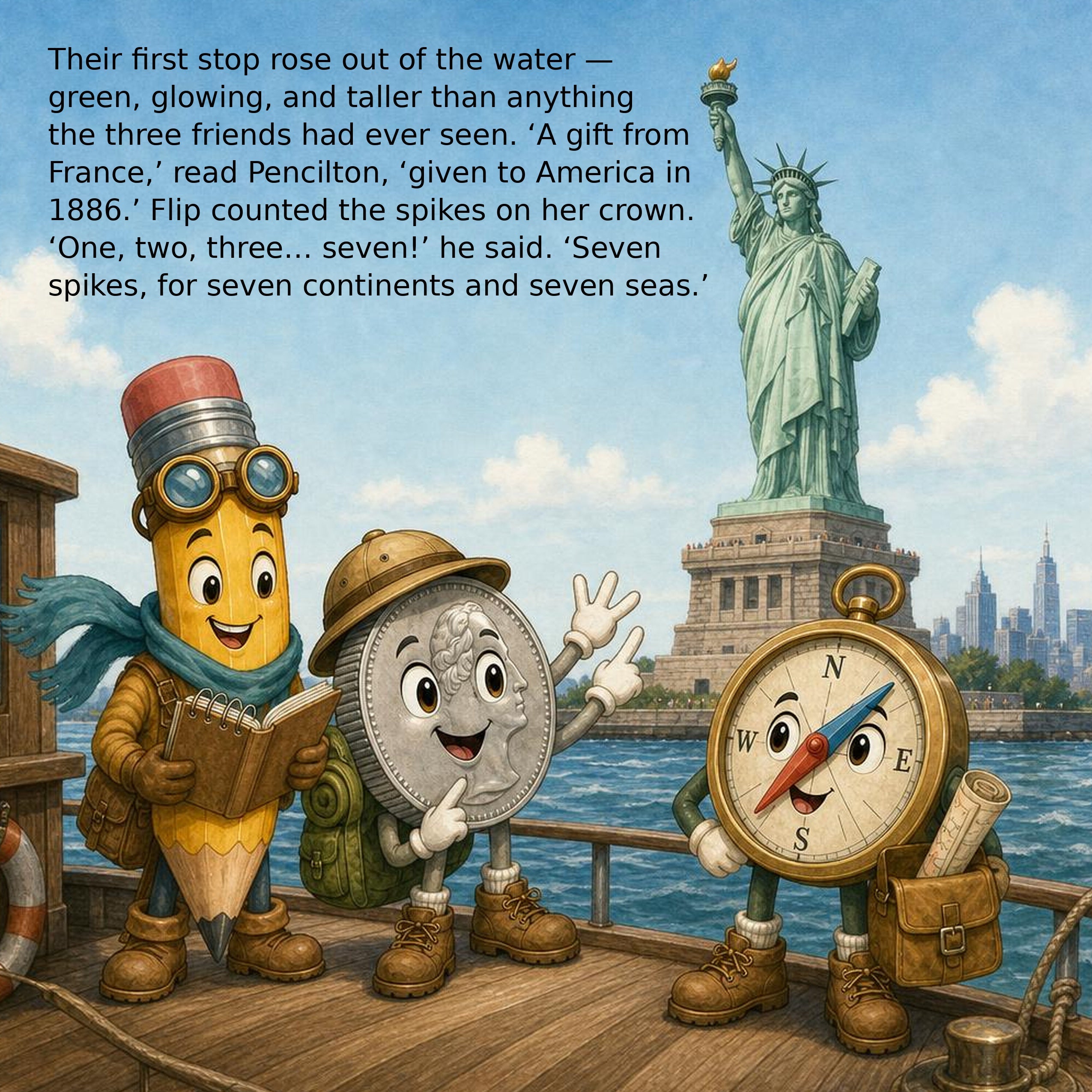 Liberty Clue Quest interior page — arriving at the Statue of Liberty